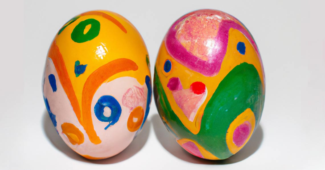 Decorated boiled eggs