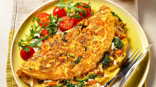 Veg-packed breakfast omelette