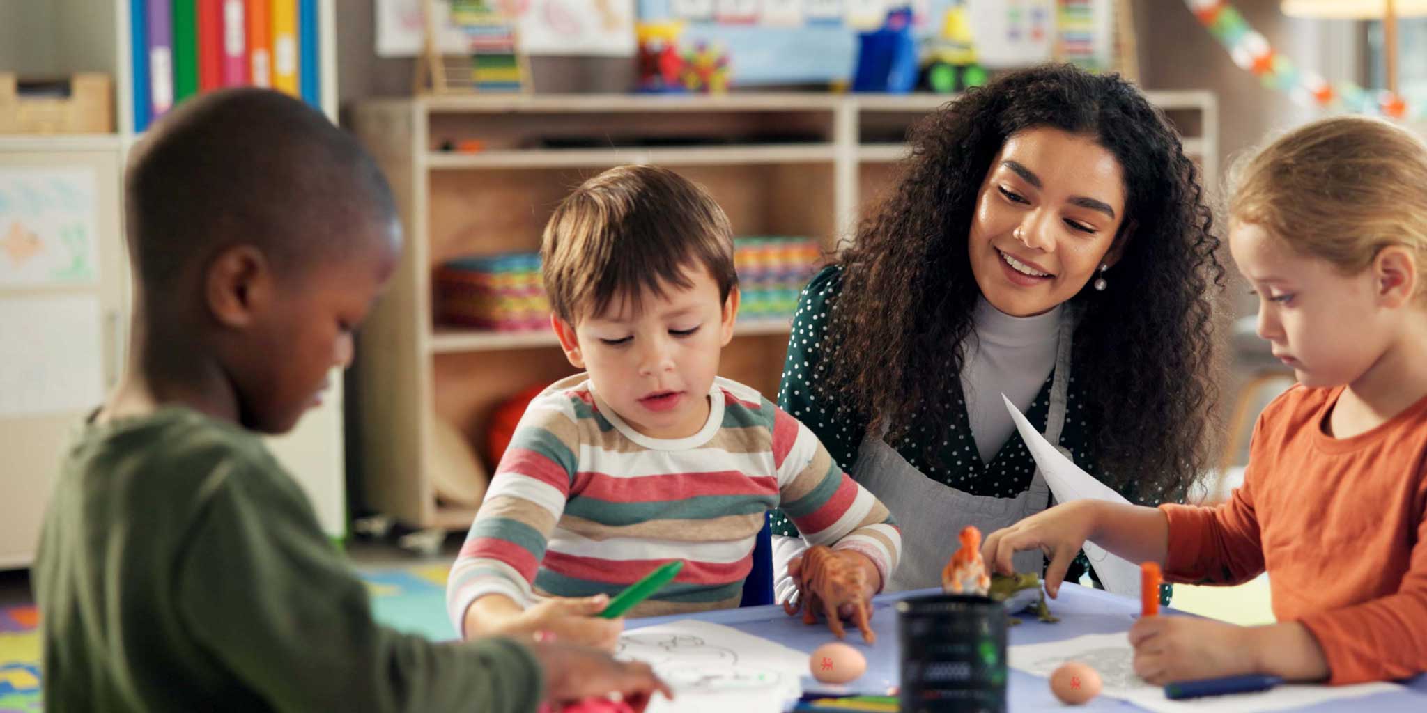 Children in classroom learning