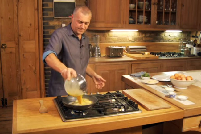 Paul Merrett making an omelette