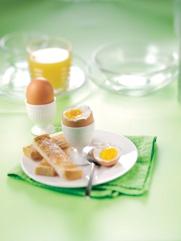 Boiled eggs and bread