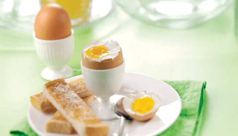 Boiled eggs in eggcups