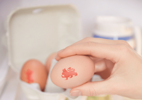 Eggs stored in an eggbox