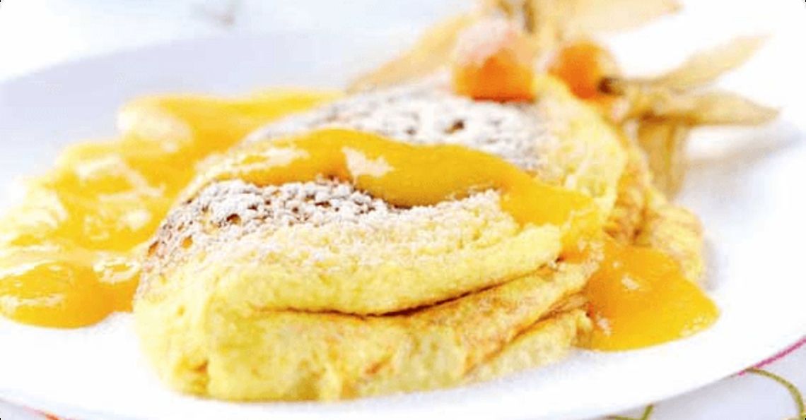 Mango & passion fruit soufflé omelette 