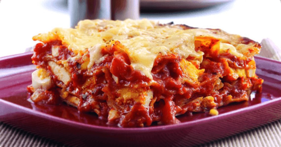 Egg and tomato lasagne