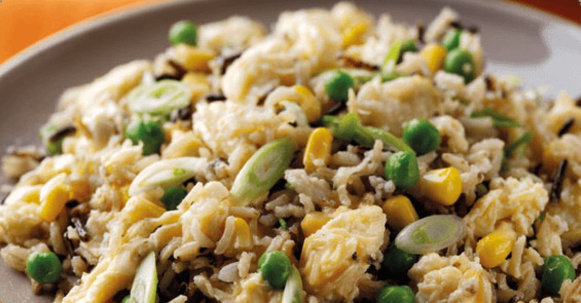 Healthy mid week Chinese-style egg rice stir-fry