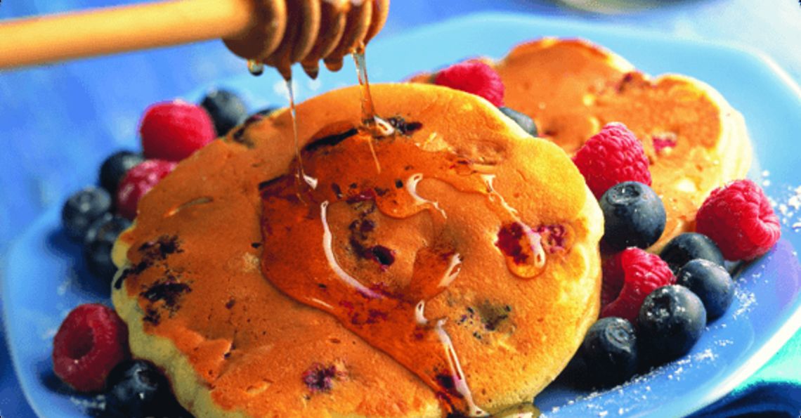 Blueberry and raspberry pancakes