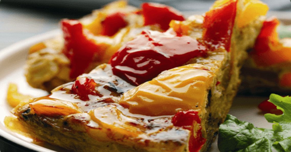 Curried rice, egg and pepper frittata