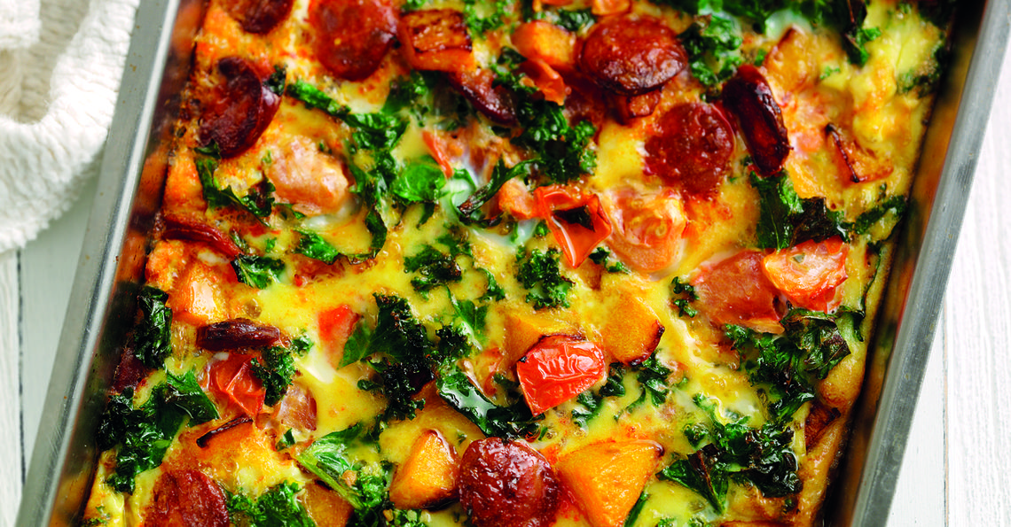 Squash, kale and chorizo tortilla