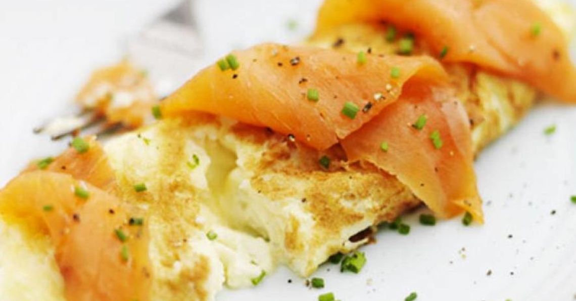 Salmon and boursin omelette