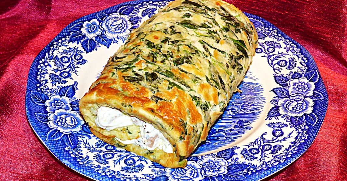 Spinach, wild mushroom and cheese roulade