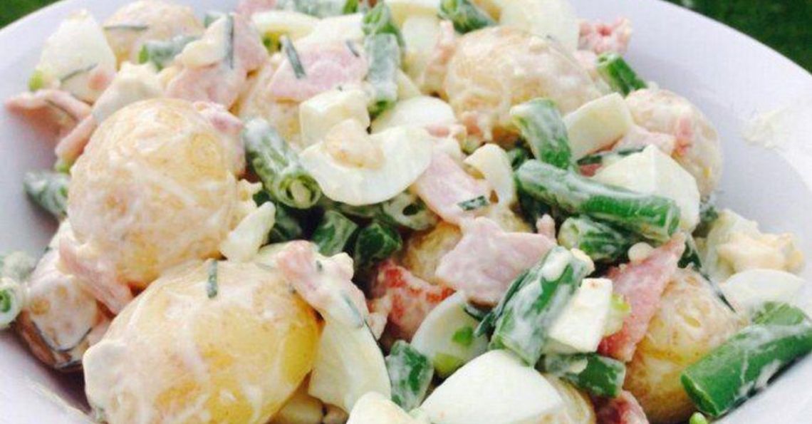 Rustic egg, bacon and potato salad