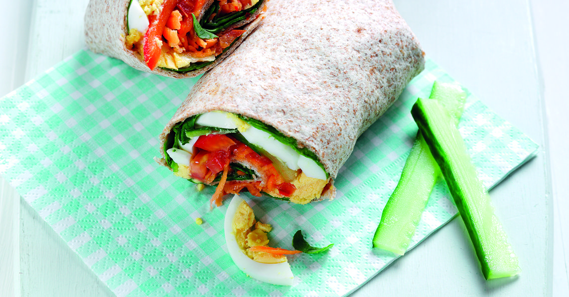 Egg and spinach wraps