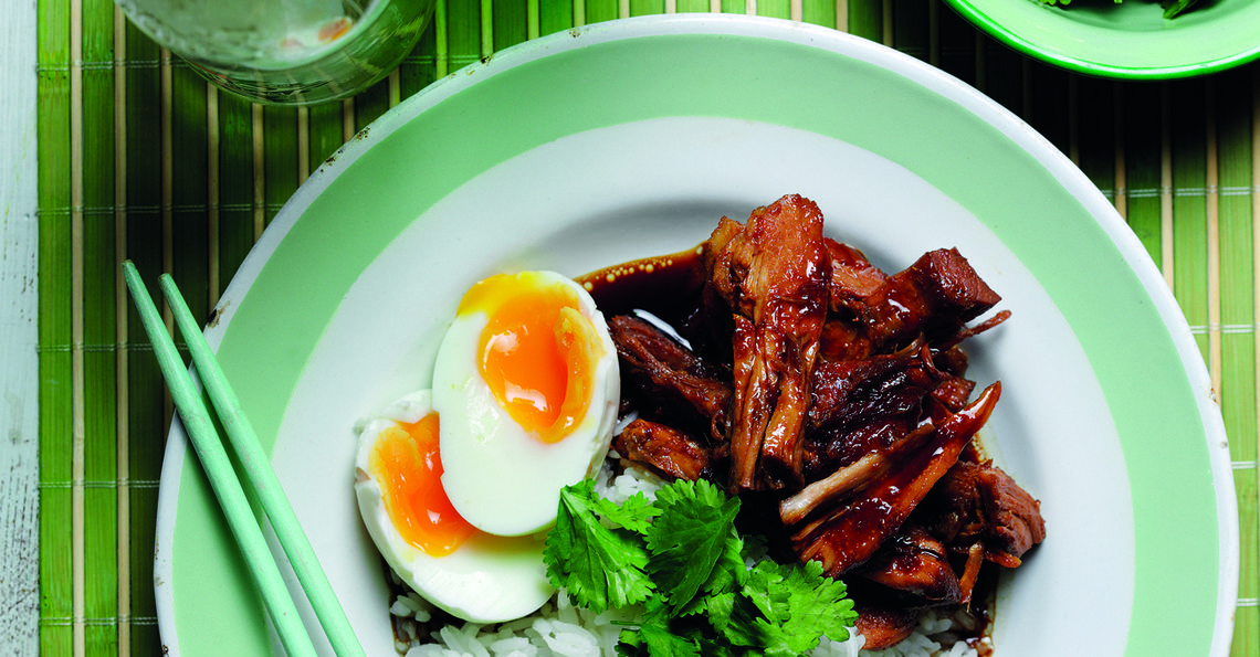 Braised pork parlow with runny eggs