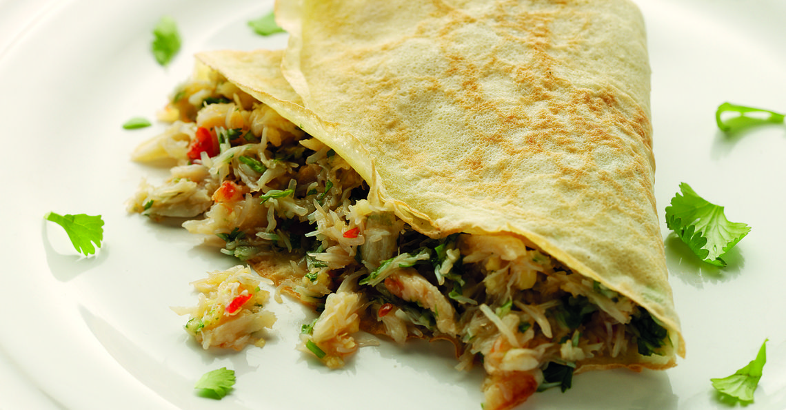 Crêpes with crab and herbs 