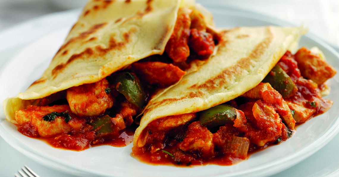 Chicken Balti pancakes