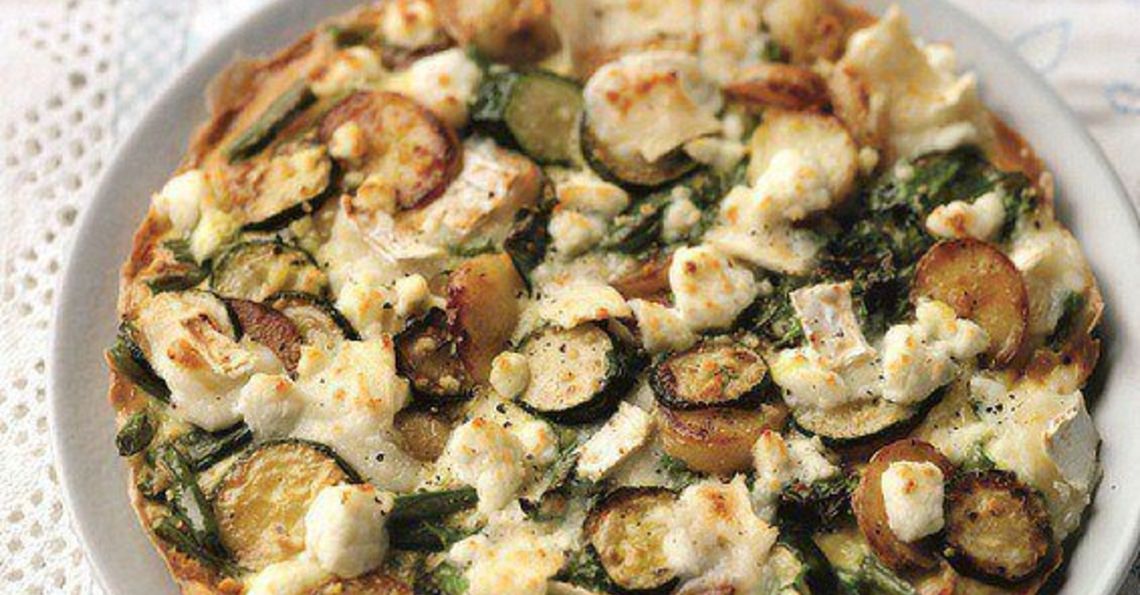 Potato, courgette, bean and goats cheese frittata