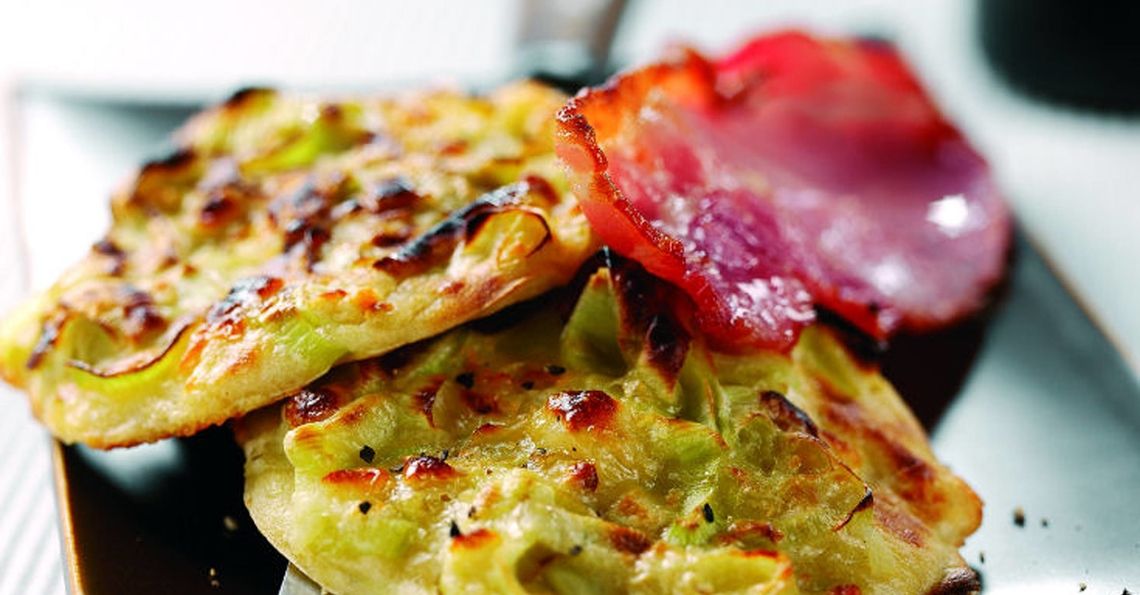 Caerphilly cheese and leek pancakes