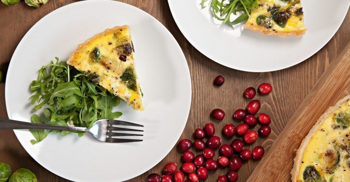 Sprout and cranberry quiche