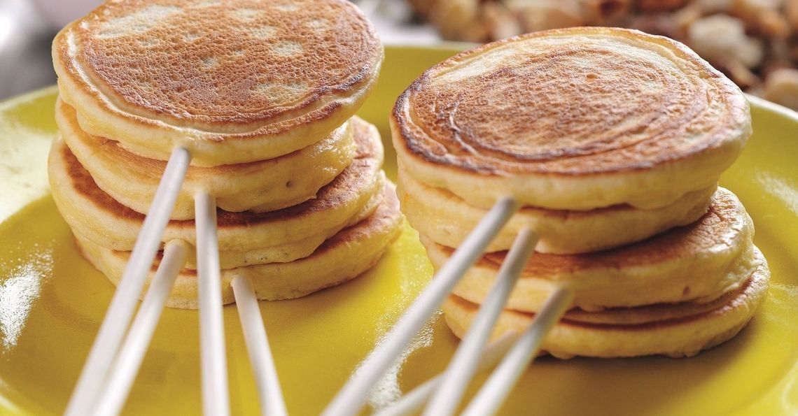 Orange lollypop pancakes