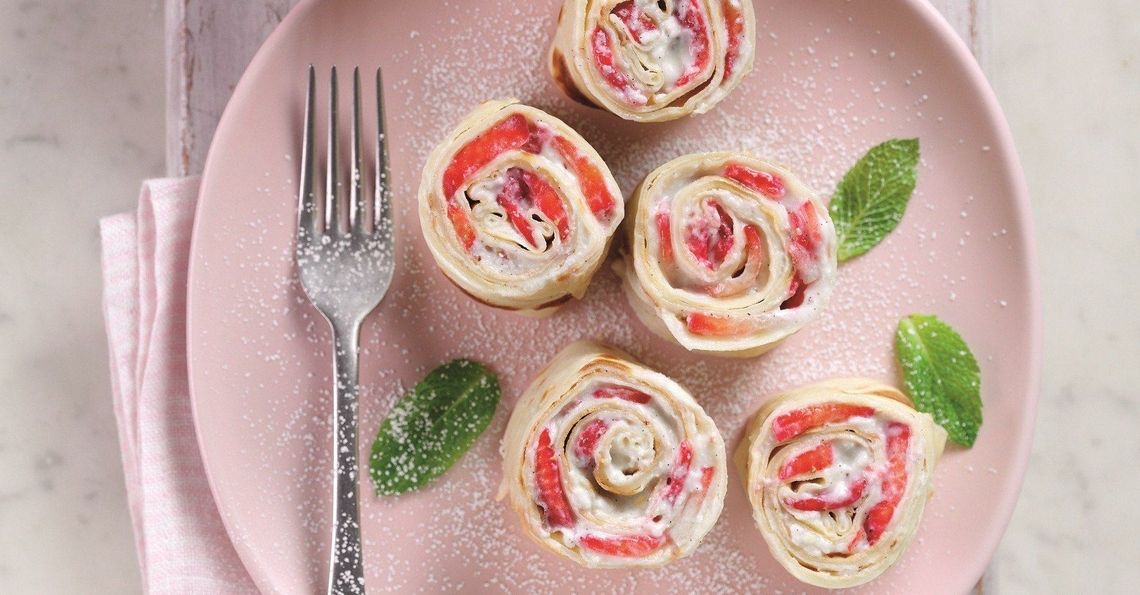 Strawberry and ricotta rollups