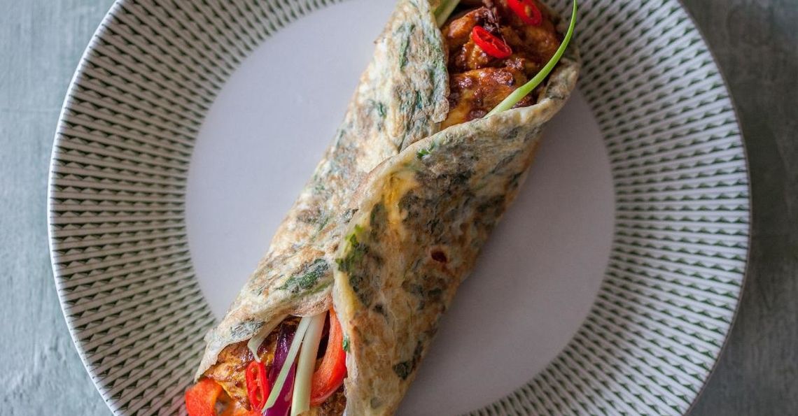 Cooking with children - coriander egg pancake rolls by Holly Bell