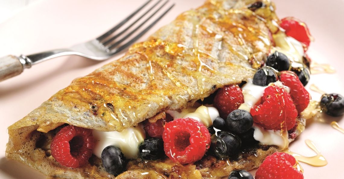 Muesli and Berry Egg Wrap