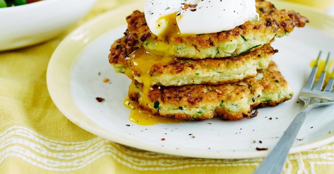 courgette fritters and poached egg