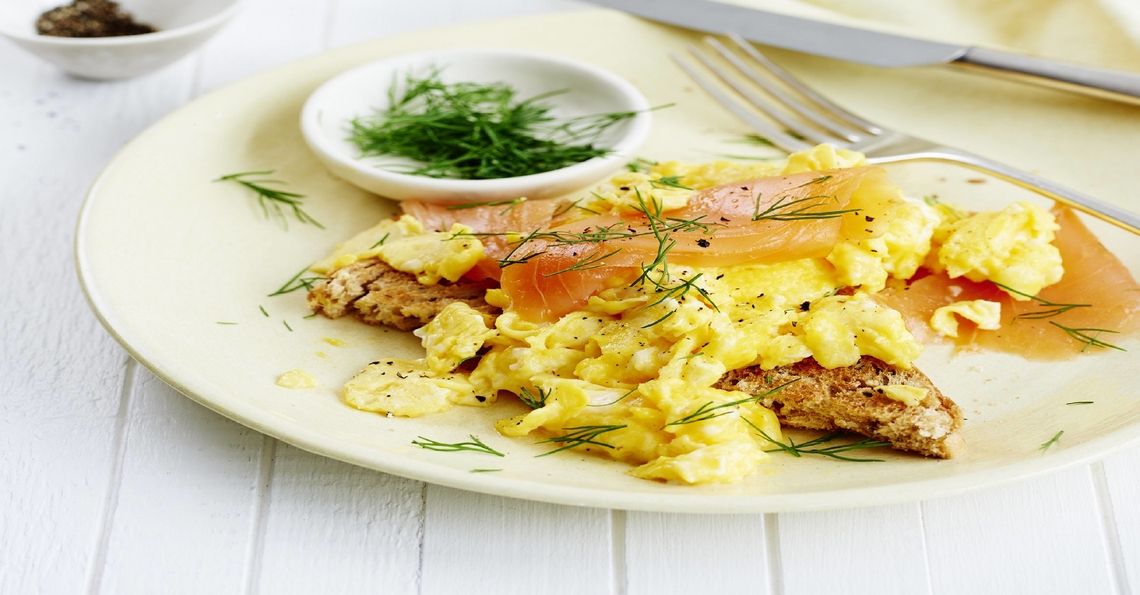 Smoked salmon and scrambled eggs