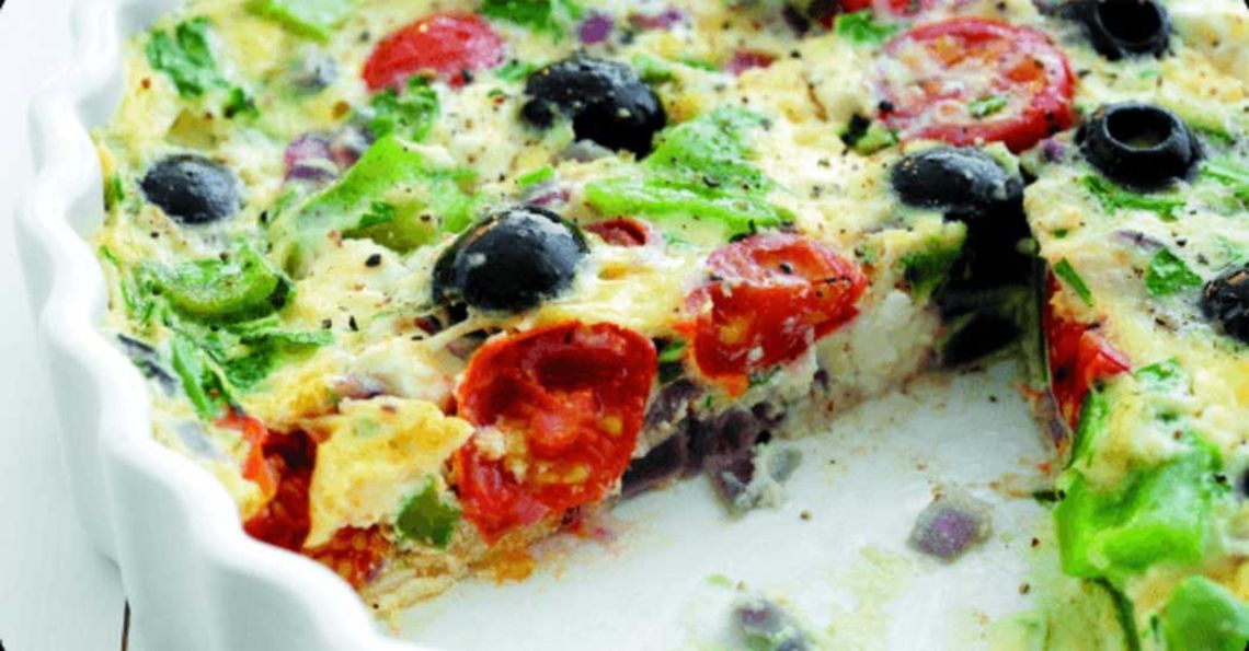 Low calorie feta, pepper and olive tortilla