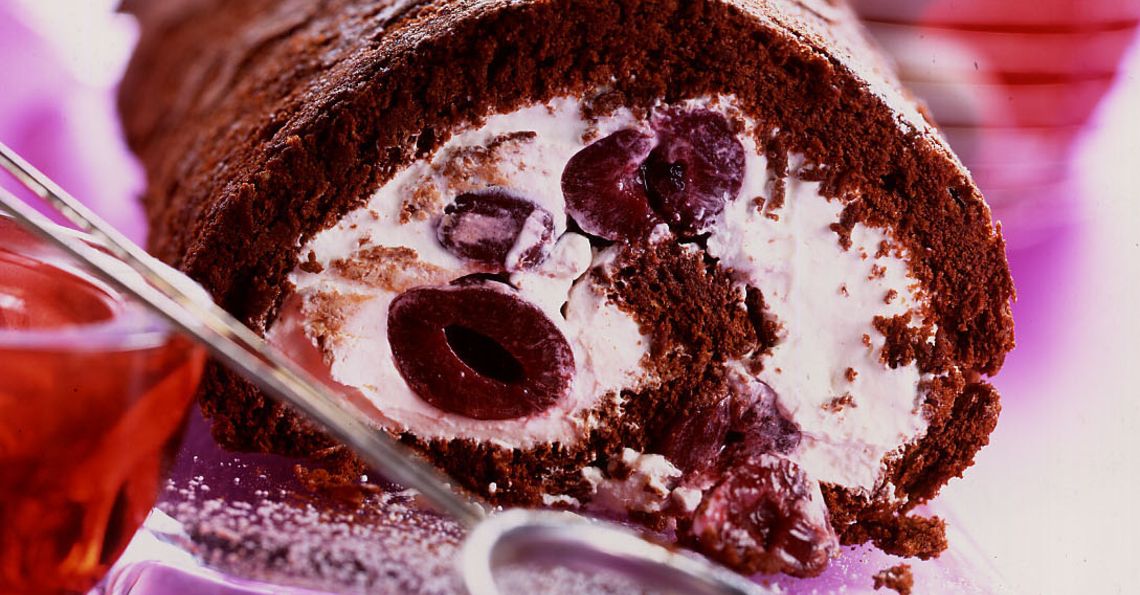 Cherry & chocolate roulade