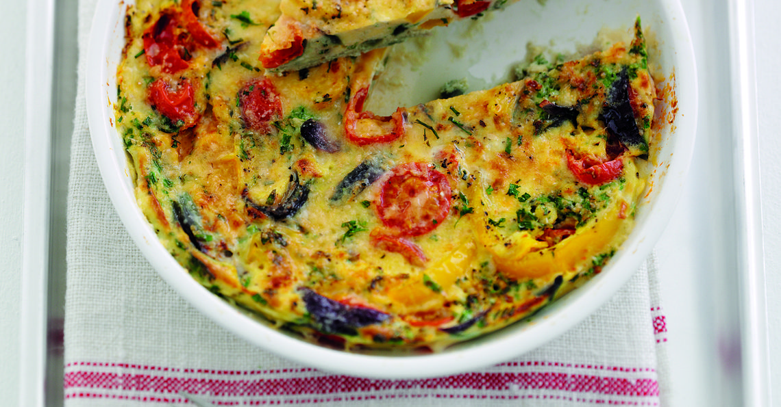 Low calorie cherry tomato and parmesan frittata