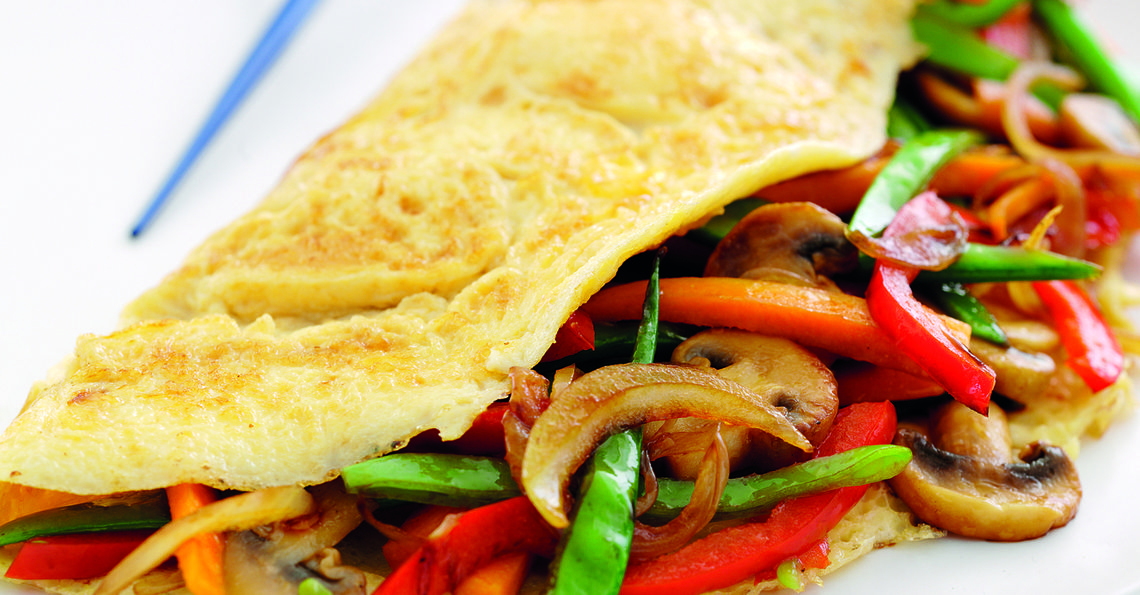 Stir-fried vegetable omelette