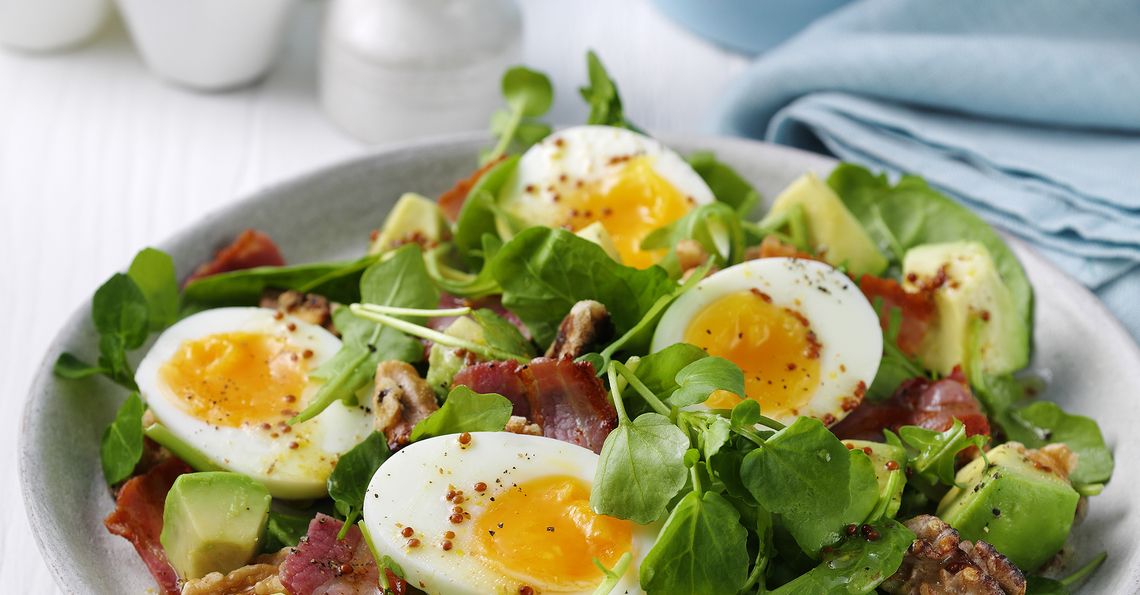 Steph Houghton’s Soft Boiled Eggs with Spinach, Bacon and Walnut Salad