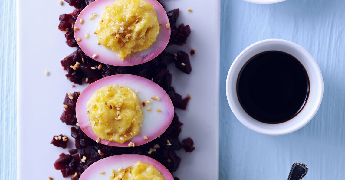 Beetroot Steeped Wasabi Eggs