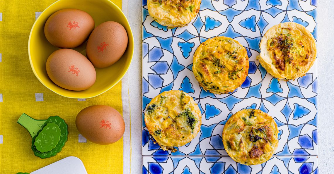 Frittata muffins with broccoli and sweetcorn