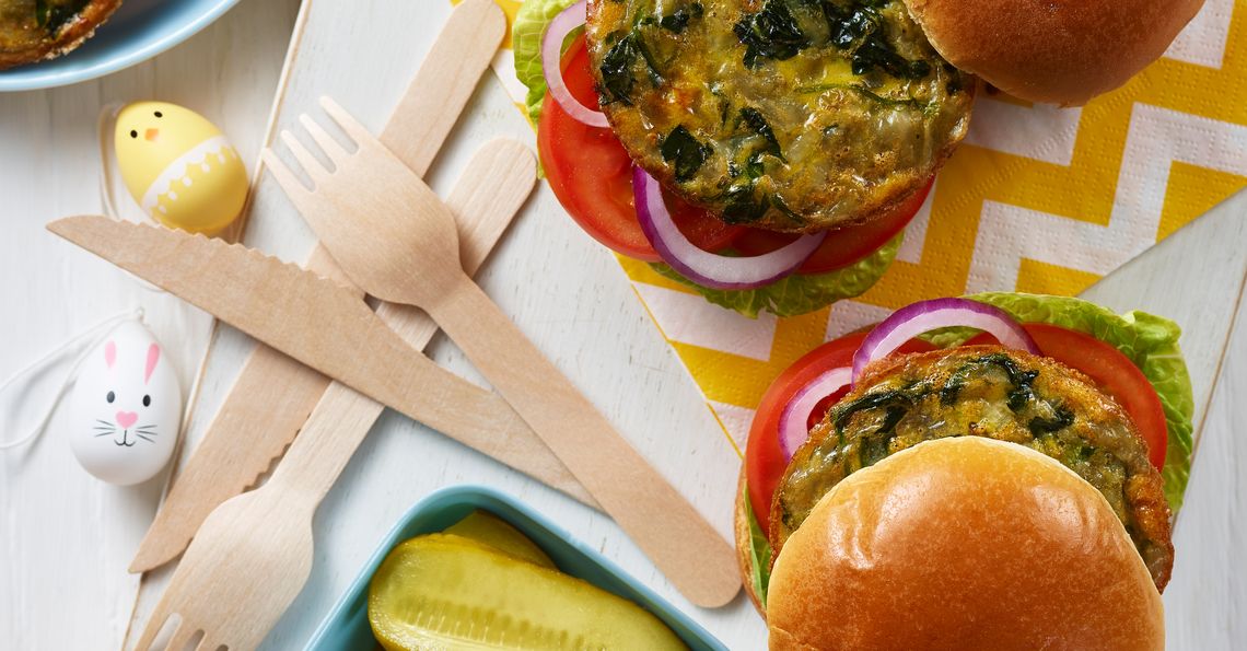 Spinach and egg burgers