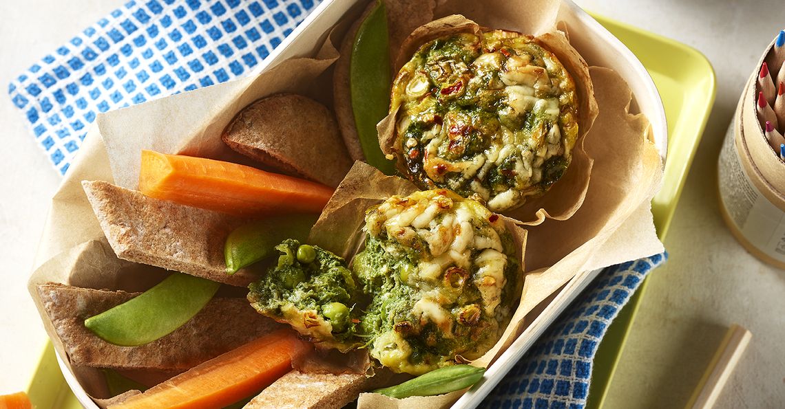 Green spinach and pea egg muffins 