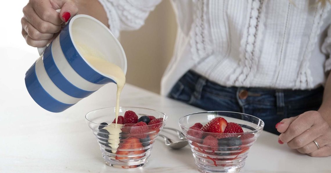 Egg custard pouring