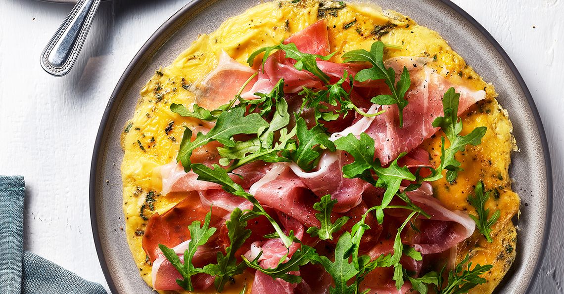 Paul Foster open omelette with prosciutto