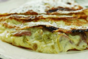 Gingered rhubarb and custard pancakes