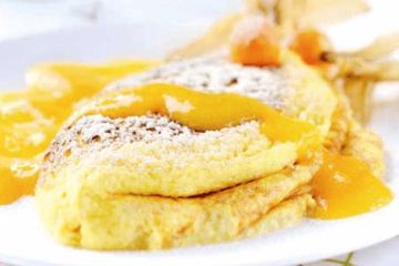 Mango & passion fruit soufflé omelette 