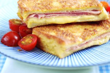 Cheese and ham eggy bread