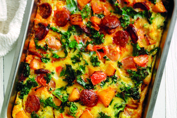 Squash, kale and chorizo tortilla