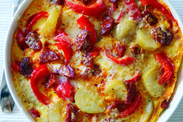 Chorizo potato and pepper tortilla