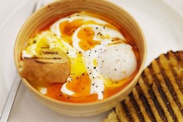 Turkish eggs with Turkish toast