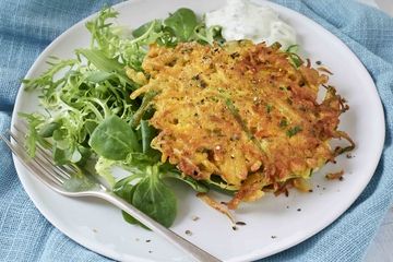 Carrot, potato, coriander and cumin fritters