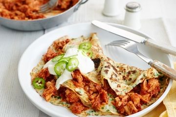 Chorizo and pulled pork pancakes