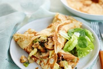 Garlic mushroom and brie pancakes