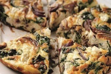 Feta, spinach and caramelised onion omelette